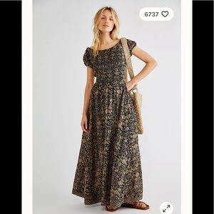 NWT Free People Ultraviolet Dress Black Floral